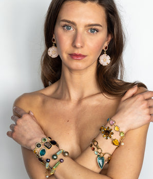 Katerina Psoma Lucida Turquoise Gold Plated Bracelet with Pearls