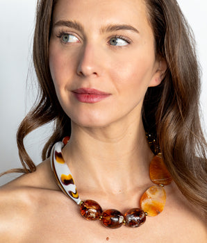 Murano Orange and Brown Necklace