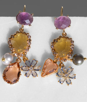 Katerina Psoma Albia Earrings with Crystals and Pearls