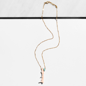 Katerina Psoma pink coral necklace with gold chain