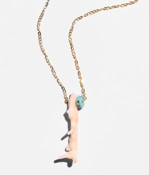 Katerina Psoma pink coral necklace with gold chain