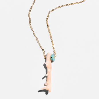 Katerina Psoma pink coral necklace with gold chain