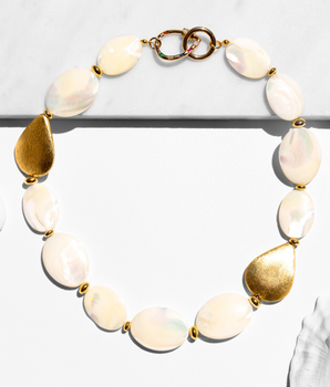 katerina psoma short necklace with mother of pearl