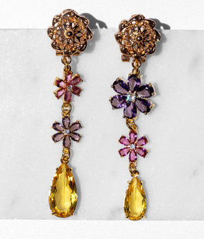Katerina Psoma Margherite Yellow and Purple Earrings