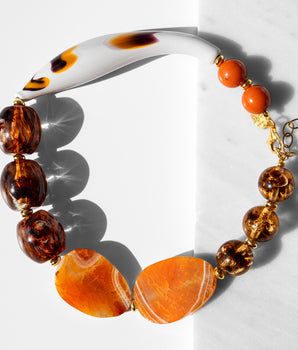 Murano Orange and Brown Necklace