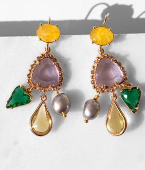 Katerina Psoma Albia Earrings with Crystals and Pearls