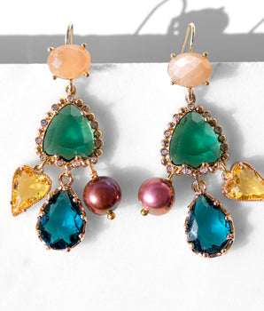 Katerina Psoma Albia Earrings with Crystals and Pearls