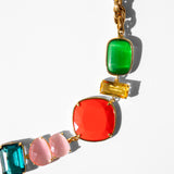 KATERINA PSOMA MULTICOLOUR SHORT NECKLACE WITH CHAIN RED GREEN