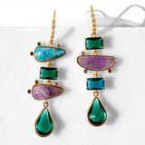 katerina Psoma dangle earrings with stones and crystals amethyst