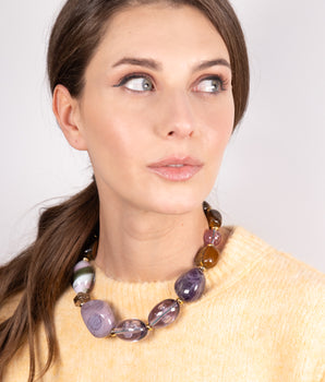 Katerina Psoma Lucrezia Grey and Violet Necklace