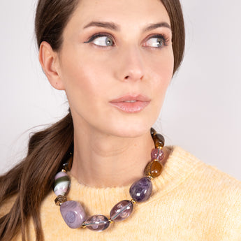 Katerina Psoma Lucrezia Grey and Violet Necklace