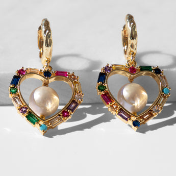 Katerina Psoma Margherite Pearl Hoops with Hearts