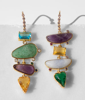 Katerina Psoma dangle earrings semiprecious stones, crystals