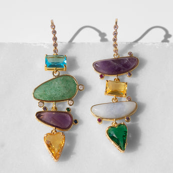 Katerina Psoma dangle earrings semiprecious stones, crystals