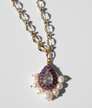 Katerina Psoma Albia Pendant with Purple Crystals and Pearls