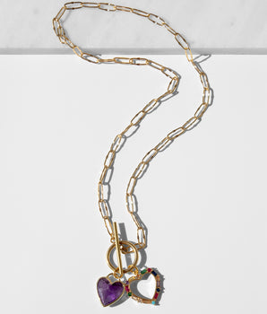 Katerina Psoma chain necklace with amethyst heart