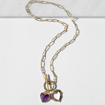 Katerina Psoma chain necklace with amethyst heart