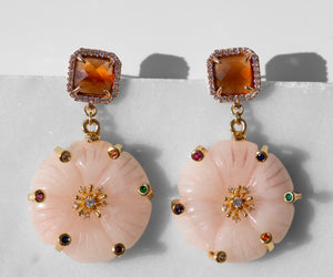 Katerina Psoma Claudia Earrings with Agate Flowers