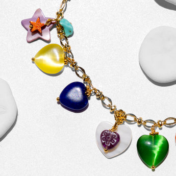 Katerina Psoma multicolor chain short necklace with hearts