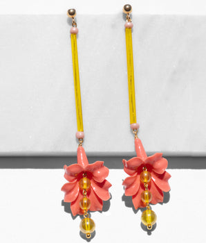 katerina psoma long flower dangle earrings