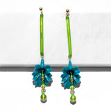 katerina psoma long flower dangle earrings green