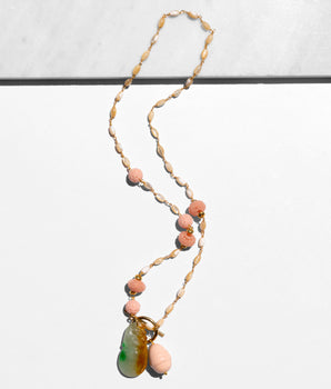 Katerina Psoma long shell necklace with carved jade