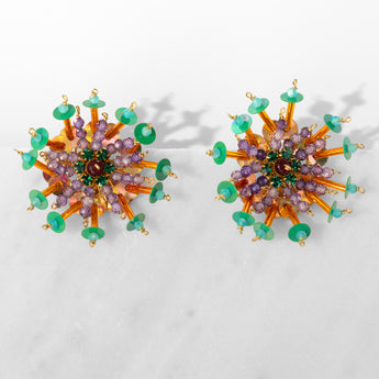 Katerina Psoma Precious Multicolored Clip Earrings