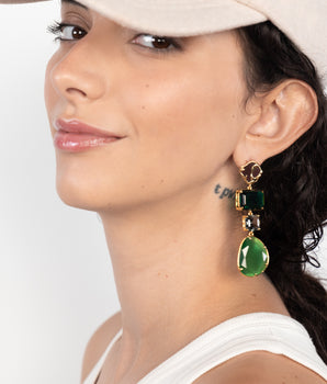 KATERINA PSOMA GREEN DANGLE EARRINGS