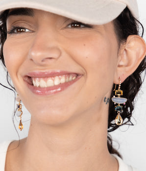 KATERINA PSOMA Dangle Earrings with Stones and Yellow Crystals