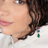 katerina Psoma dangle earrings with stones and crystals amethyst