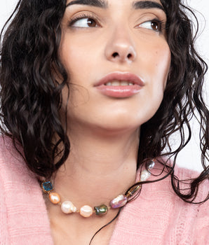 KATERINA PSOMA Short Necklace with Pearls AND CRYSTALS