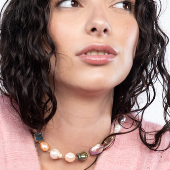 KATERINA PSOMA Short Necklace with Pearls AND CRYSTALS