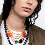 KATERINA PSOMA MULTICOLOUR SHORT NECKLACE WITH CHAIN STATEMENT