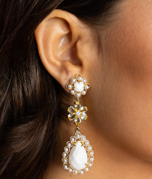 Katerina Psoma Mina White Dangle Earrings