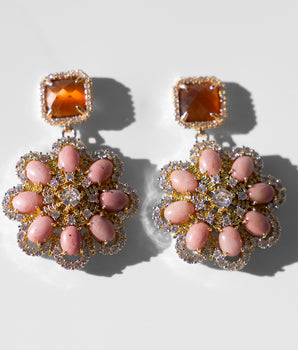 Katerina Psoma Claudia Earrings with Mini Pink Flowers