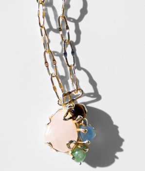 Katerina Psoma Albia Pendant with Polished Pink Quartz