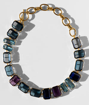 Katerina Psoma Ginevra Blue Crystal Necklace with Chain