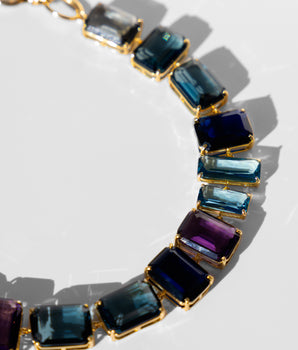 Katerina Psoma Ginevra Blue Crystal Necklace with gold plated Chain