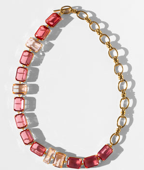 Katerina Psoma Ginevra Pink Crystal Necklace with Chain