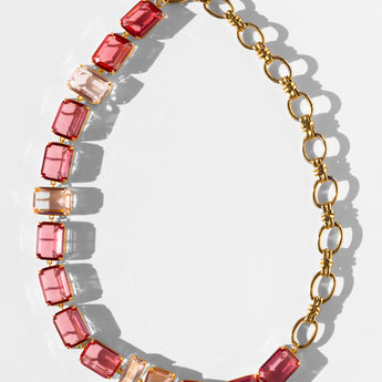 Katerina Psoma Ginevra Pink Crystal Necklace with Chain