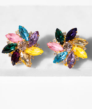 Alice Multicolour Crystal Clip Earrings