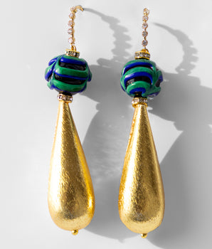 Zoe Earrings with Murano and Gold Drops