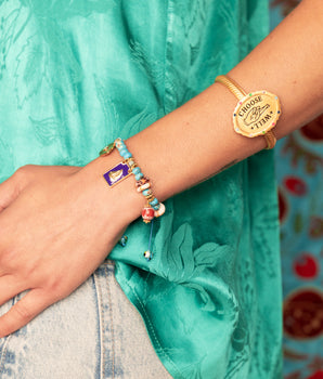 Katerina Psoma Carmella Howlite Stone Bracelet with charms turquoise