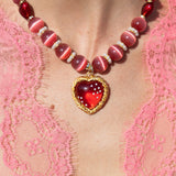 Katerina Psoma Strawberry Heart Short Necklace in red