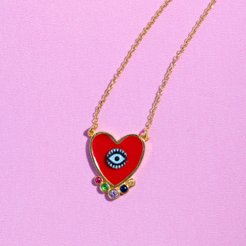 Katerina Psoma Red Evil Eye Heart Necklace