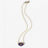 gold plated metal evil eye necklace purple