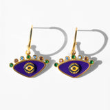 Katerina Psoma gold plated hoops with evil eye enamel purple