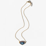 Katerina Psoma gold plated metal evil eye necklace grey