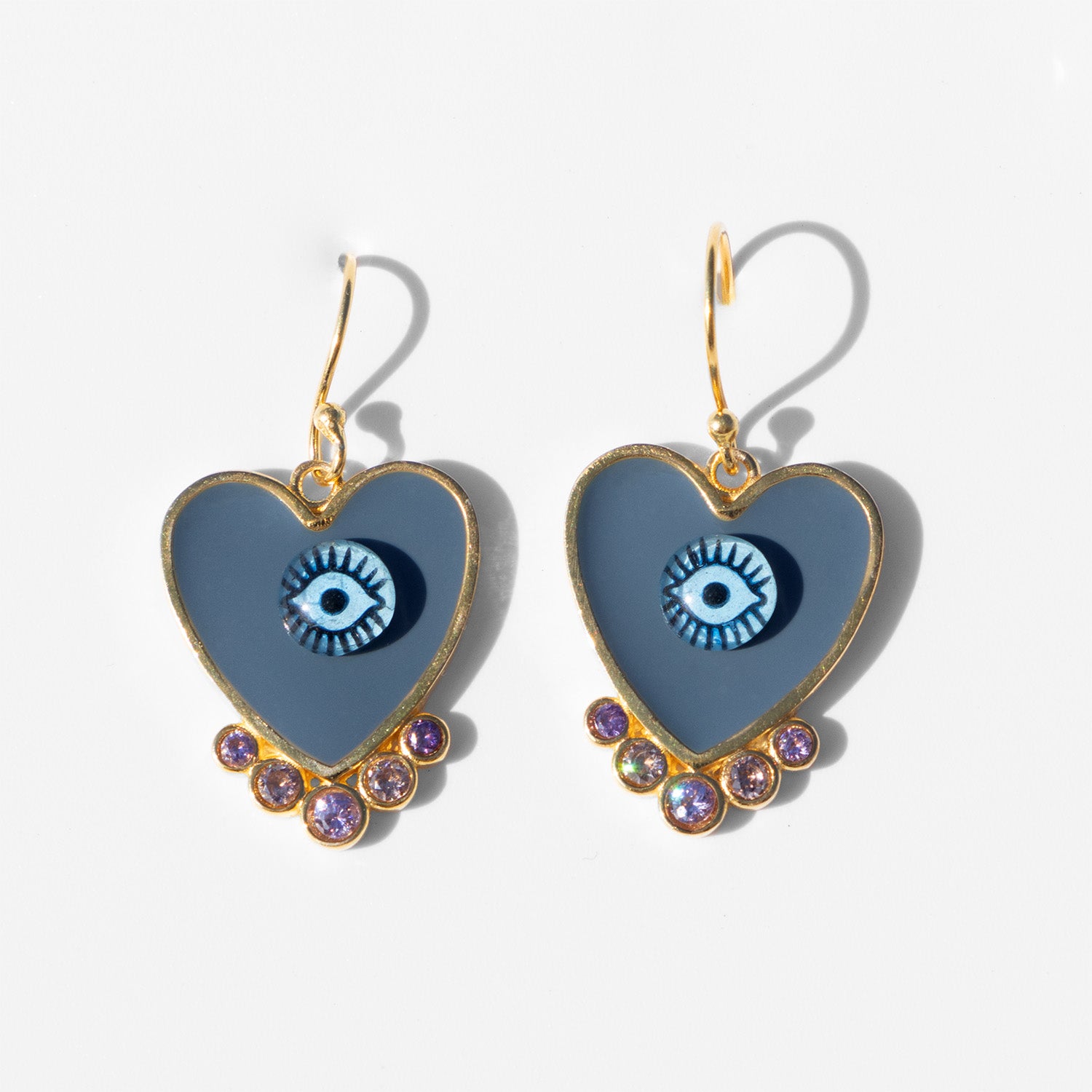 Katerina psoma evil eyes heart earrings grey