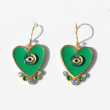 Katerina psoma evil eyes heart earrings green